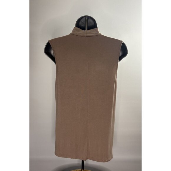 Jennifer Lopez Beige Sleeveless Keyhole Neckline Choker Cut Top Tunic Collar Med - Picture 9 of 10
